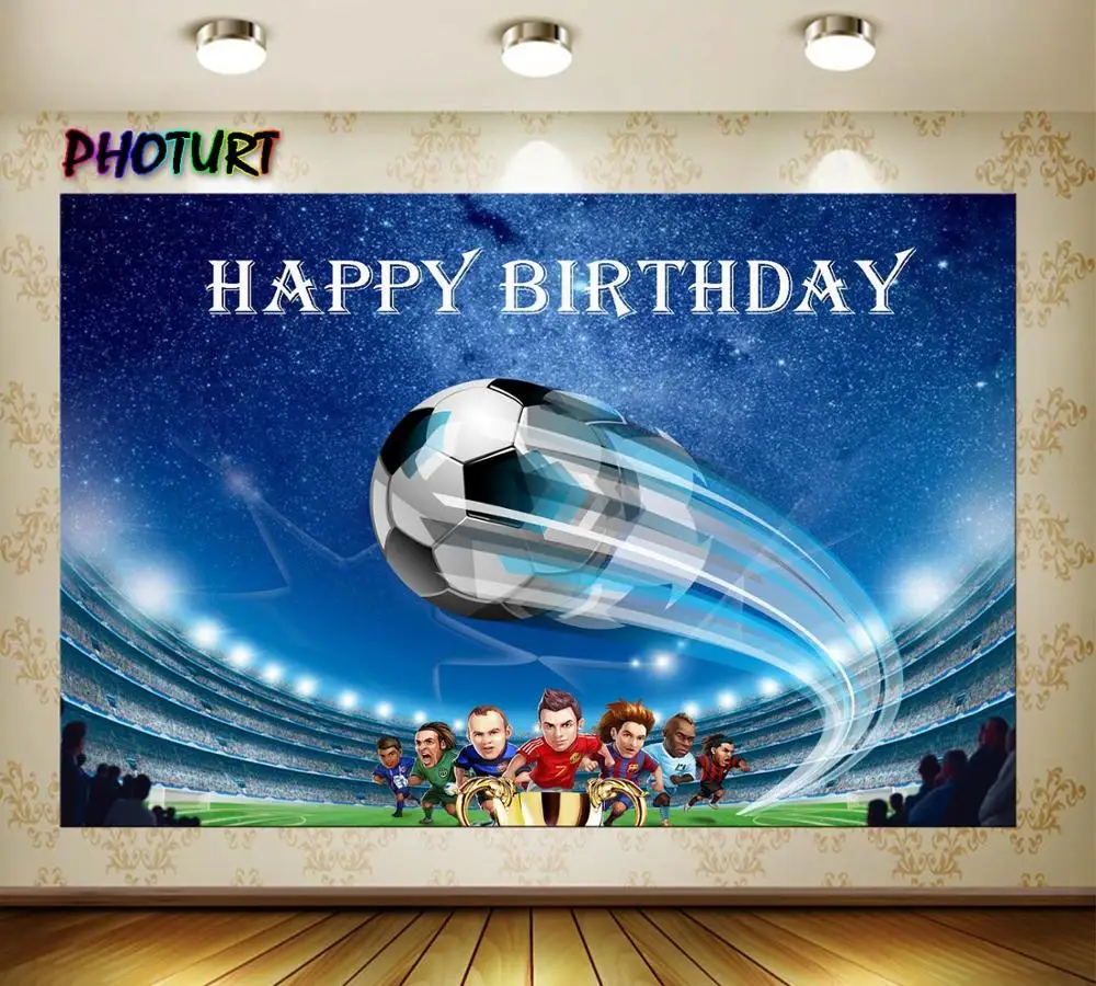 PHOTURT Мультфильм Футбол Звезда фотографии фонов вечеринка для мальчика день