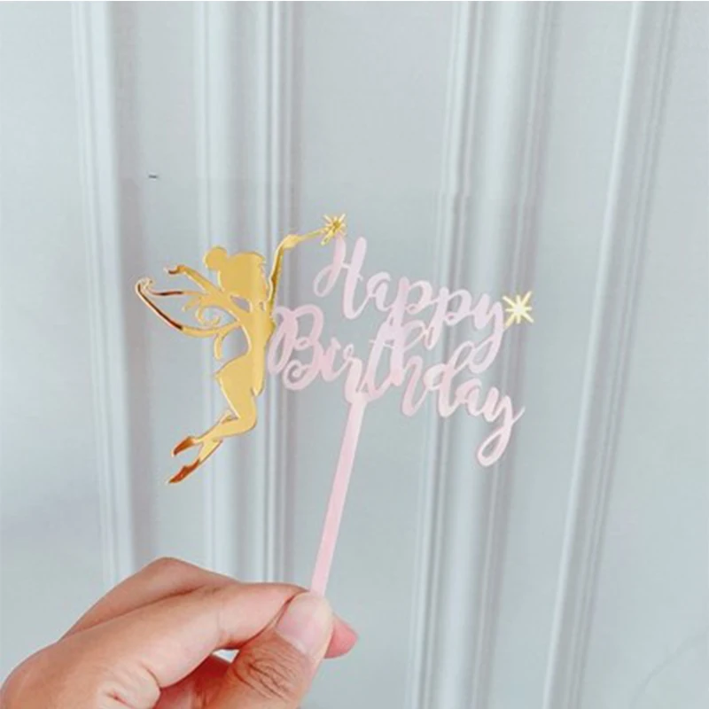 Fairy Flower Fairy Acrylic Cake Topper Macarons Color Stick Cake Topper Kid Birthday Party Decoration Baby Shower for cake topper,cake toppers