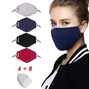 

PM2.5 Anti-dust Reusable Cotton Face maska маскировать Mouth Cover Actived Carbon Filter Outdoor Cycing Travel Facemasken