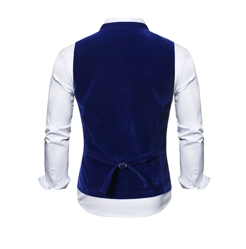 Autumn Winter Mens Vest Suit Casual Mens Sleeveless Suit Vest Solid Color Black Cotton Single Breasted Men's Waistcoat Gilet