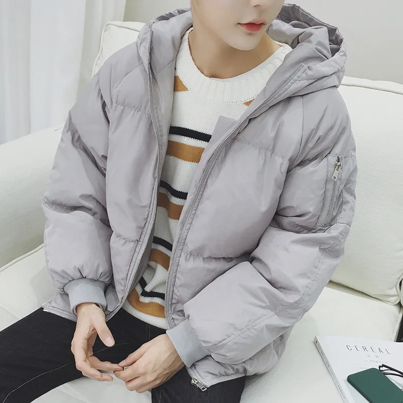 

Korean-style Winter Teenager Men Loose-Fit Hooded Cotton Overcoat Students Fashion Lovers Short down Coat Trend
