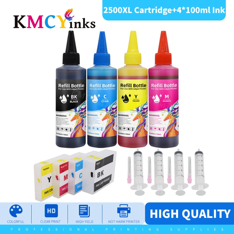 Kmcyinks-cartuchos de Tinta Recarregáveis para Canon Recarga Tinta Corante Compatível com Maxify Mb5150 Mb5450 Ib4150 Pgi2500 Pgi2500 400ml