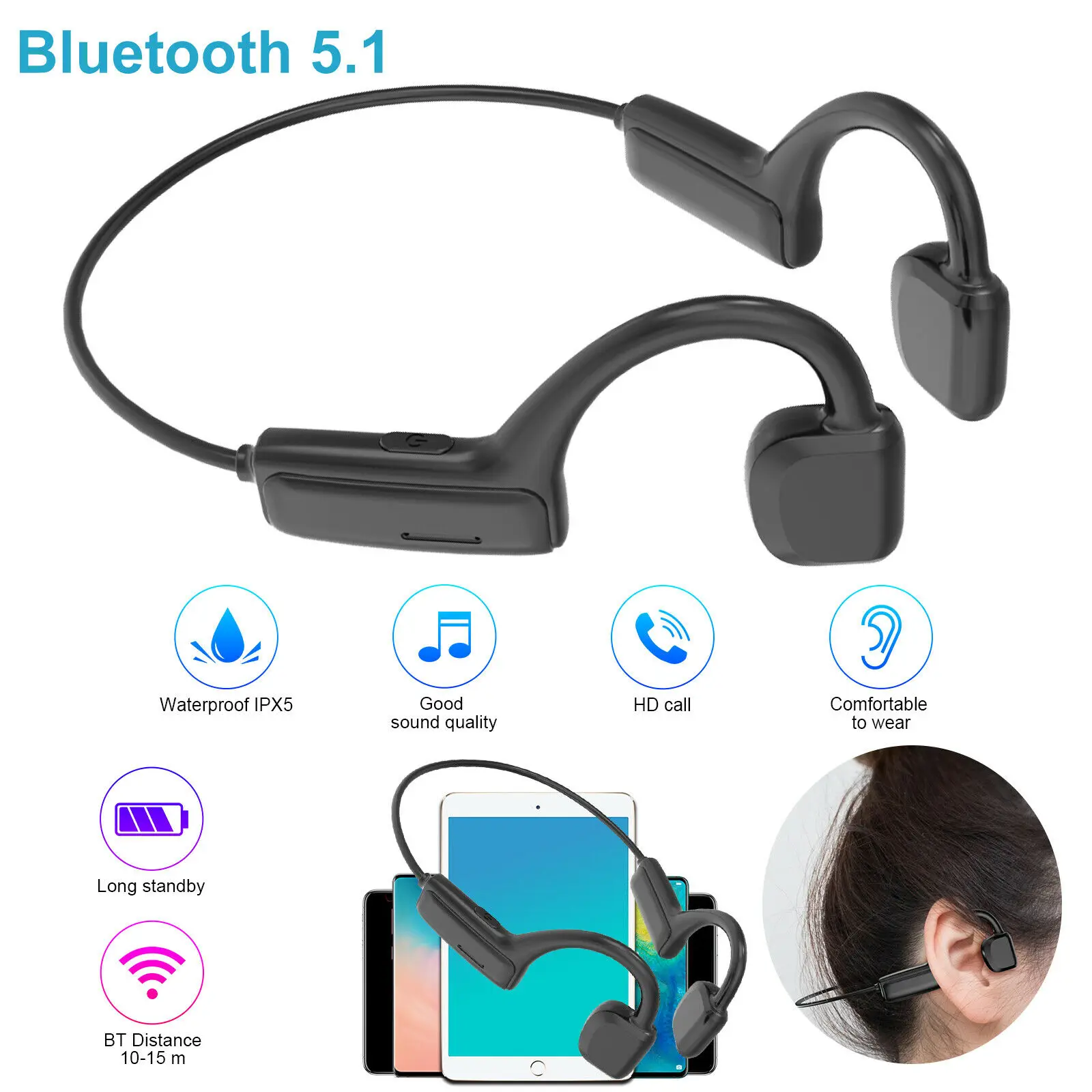 Outdoor Headset Ipx5 Stereo Hands 