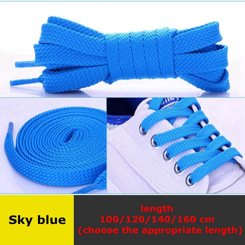 1 Pair Polyester Flat Shoe laces Double Hollow Woven Shoelaces 100CM / 120CM / 140CM / 160CM Thicken Non-slip Shoe lace - Цвет: Небесно-голубой