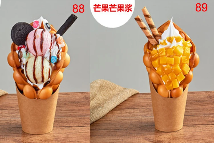 Fake Ice Cream Egg Waffle Model Display Sample Simulation Food Eggettes Puff Egg Bubble Waffle Model Dessert Props Display