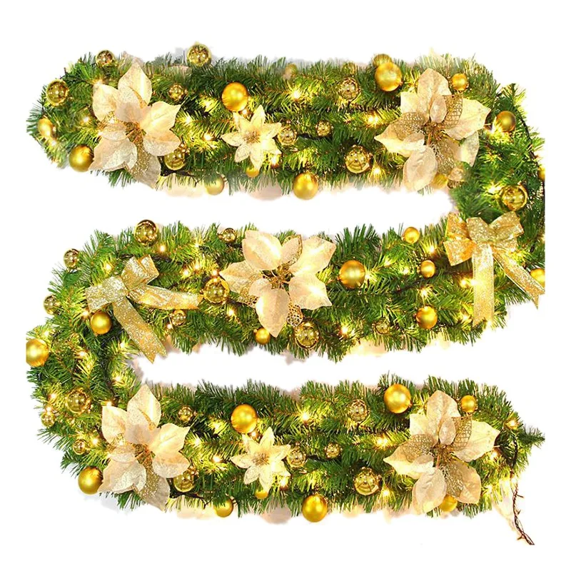 AFBC 2.7M/9Ft Artificial Christmas Fireplace Garland Wreath Fake Pine Tree Ornament Fireplace Ornament