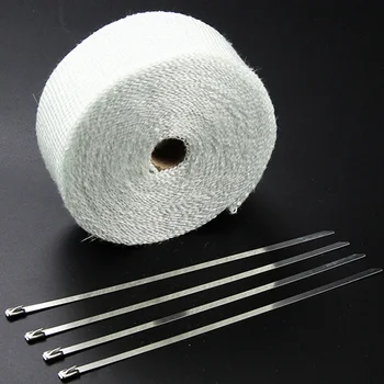 

10M Car Motorcycle Exhaust Wrap Pipe Header Heat Wrap Turbo Mainfold Heat Exhaust Thermal Wrap Tape Stainless Steel Ties