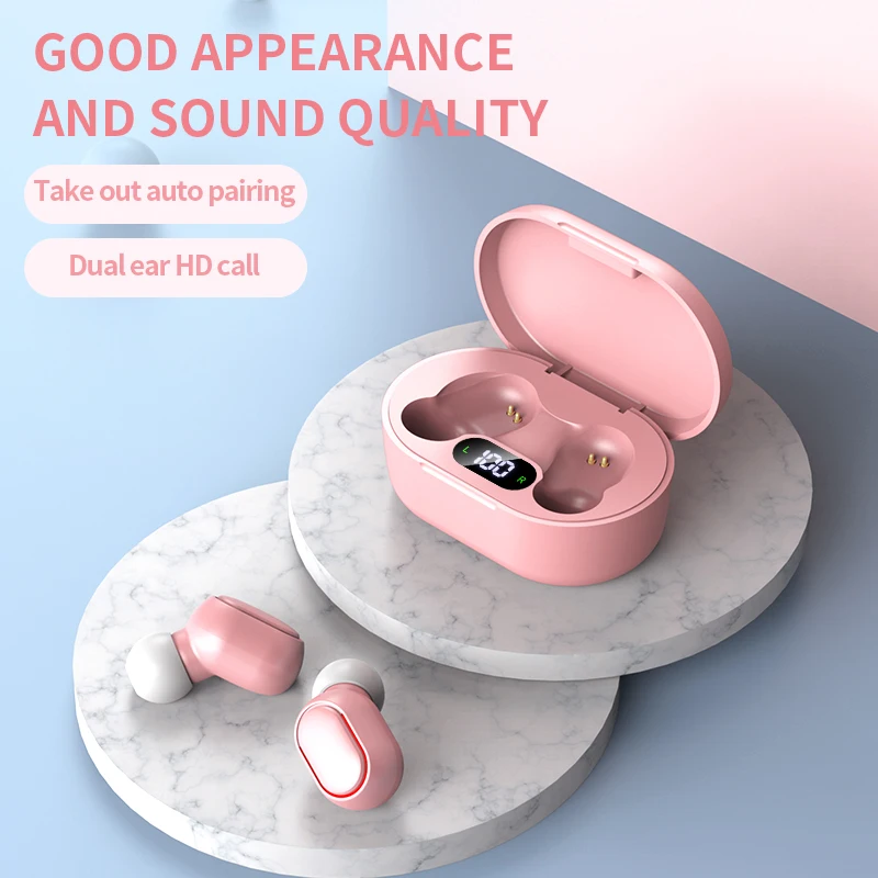 TWS Mini Bluetooth V5.0 Sport Earphones True Wireless Headphones 3D Stereo Sound Earbuds Dual Microphone Charging Box