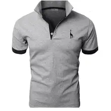 Мужская рубашка поло с коротким рукавом, модная мужская рубашка поло с вышивкой оленя, брендовая Высококачественная дышащая летняя рубашка