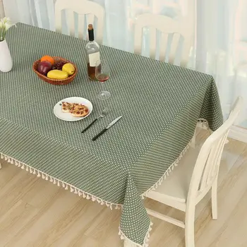 

Linen Rectangle Tablecloth Tassels Rectangular Table Cloth Cover for Party Wedding Home Decoration TB Sale