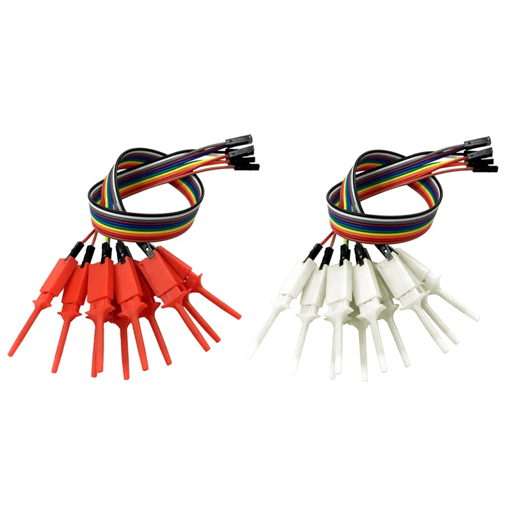 Logic Analyzer Cable Probe Test Hook Clip Line 10 Channels Red,White (20pcs)