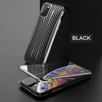 

KISSCASE Magnetic Phone Case For iPhone 11 Pro Max XR XS Max X 7 8 Plus Luxury Strong Magnet Hollow Strip Metal Glass Cases