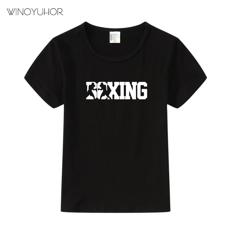 Футболка с буквенным принтом в стиле бокса; детская летняя модная футболка с короткими рукавами; забавные спортивные футболки для мальчиков и девочек