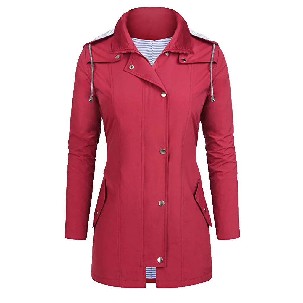 raincoat women Plus size Solid jacket Waterproof Raincoat women's coats Hoodie Outdoor Clothes Windproof regular Cover Up