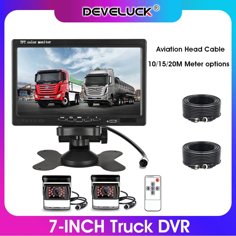 

7'' HD Car Monitor Rear View Camera Aviation Head Waterproof Camera Excavator Harvester truck 12-24V with Aviation Head Trailers