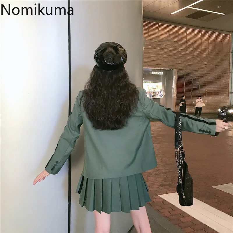 Nomikuma винтажный Модный комплект из 2 предметов Женский Асимметричный блейзер с