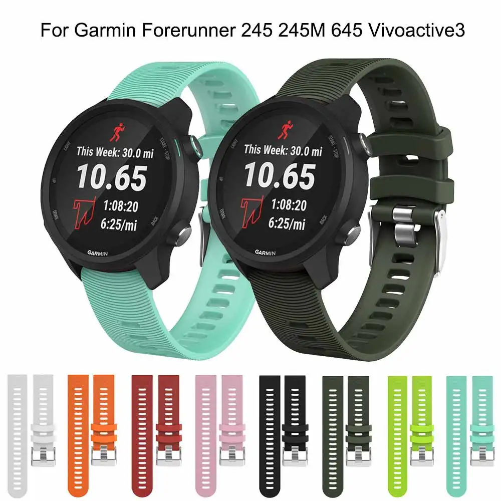 20 мм спортивный силиконовый ремешок для часов Garmin Forerunner 245/245 M/645/Vivoactive3/Vivomove HR