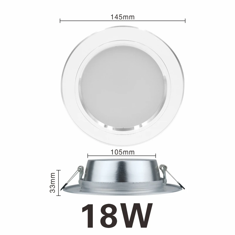 18W 220V Светодиодный светильник 5 Вт, 9 Вт, 12 Вт, 15 Вт, 18 Вт, круглый белый ультра тонкий Алюминий встраиваемые светодиодные лампы 220V 230V 240V светодиодный лампы Крытый светодиодный точечное освещение - Испускаемый цвет: 18W 220V