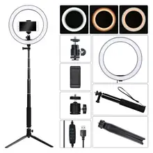 Fosoto 10 zoll Fotografische beleuchtung LED Selfie Ring Licht Foto Studio Lampe Youtube Video Live 3500-5500k Licht mit USB stecker(China)