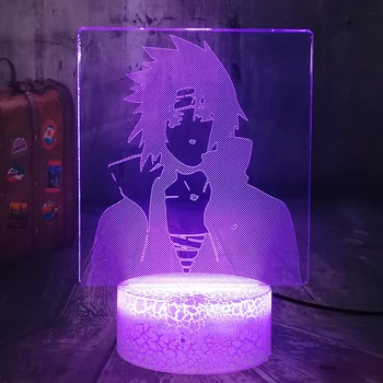

Abstract Anime Figure Uchiha Sasuke Japanese 3D LED Night Light 7 Color Crackle White Base Desk Lamp Home Decor Birthday Gift
