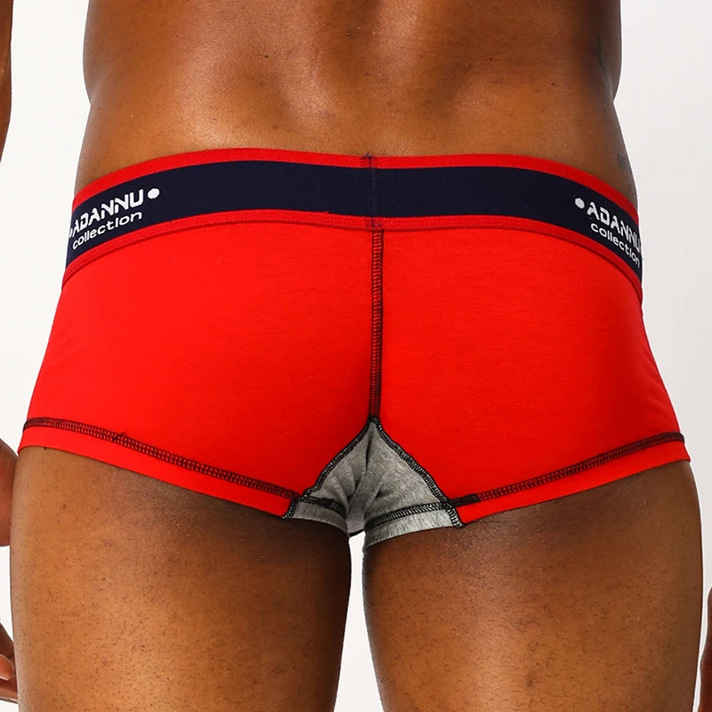 New Men Underwear Single layer Pouch Boxer Cotton Breathable Male Panties Micro Elasticity Men Boxer Shorts Calzoncillo AD48 - Цвет: AD48-Red