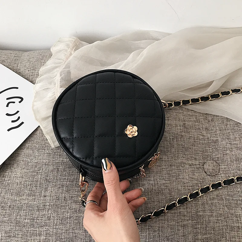 

2019 New Style WOMEN'S Bag Small Fragrant Small round Bag Mini WOMEN'S Bag Crossbody Bag Purse Phone Bag Chain