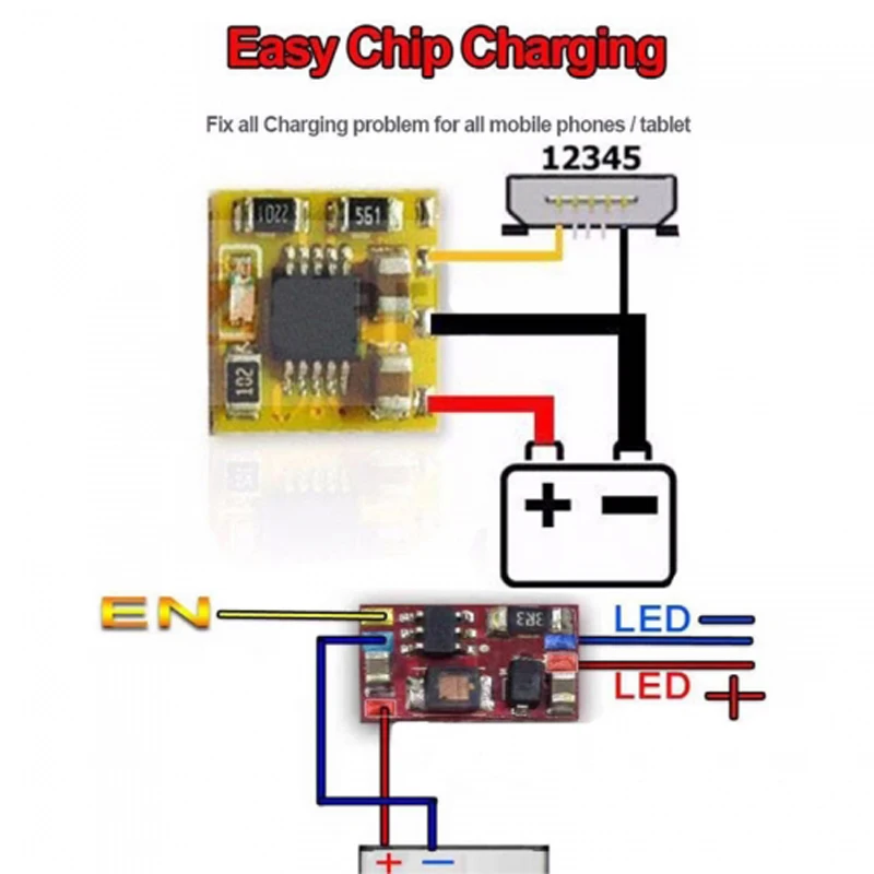 PHONEFIX ECC простой чип для зарядки и led всех мобильных телефонов печатной платы