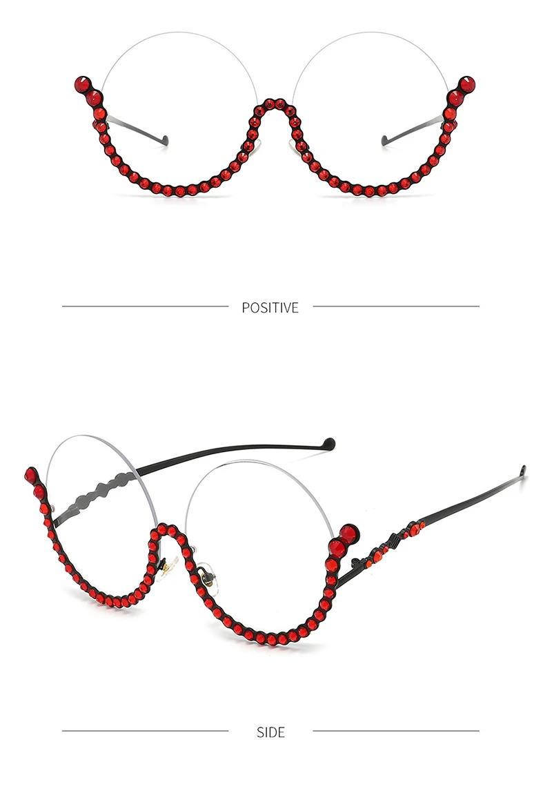 Luxus Runde Diamant Sonnenbrille Legierung Rimframe Kristall Shiny Sonnenbrille Weibliche Einzigartige Elegante Übergroßen Strass Shades UV400 – Detail 13