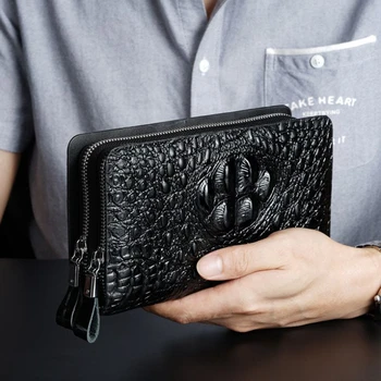 

Crocodile Pattern Zippers Men Wallet PU Leather Male Clutch Bag Business Card Holder Wallet Men Leather Purse Mobile Phone Bags