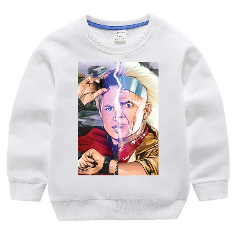 T51-white Детская Back to The Future принт хлопок девочки; дети хлопковые пуловеры, топы для маленьких мальчиков осенняя одежда свитера для детей, которые начинают ходить - Цвет: T51-white