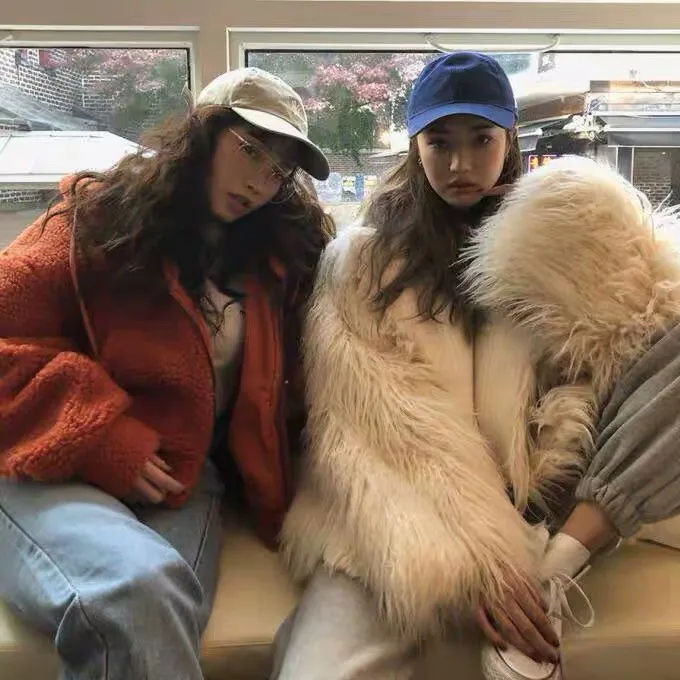 WHITNEY WANG осенне-зимняя модная уличная куртка из искусственного монгольский мех Женская зимняя теплая верхняя одежда fourrure femme