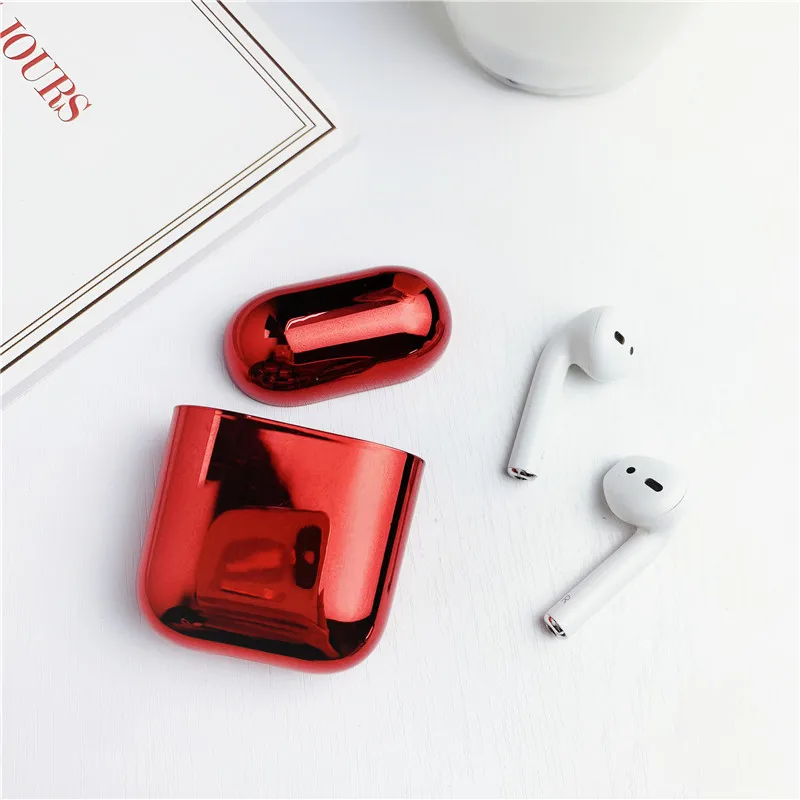 Чехол OTTWN для AirPods, роскошный Твердый чехол из ТПУ с золотым покрытием, беспроводной Чехол для наушников для iPhone Airpods 1 2, коробка для хранения - Цвет: Красный