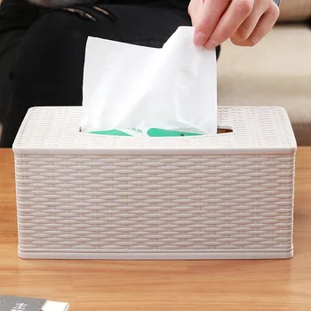 

Bamboo braided plastic tissue box creative living room home desktop coffee table tray paper napkin storage box wy12216