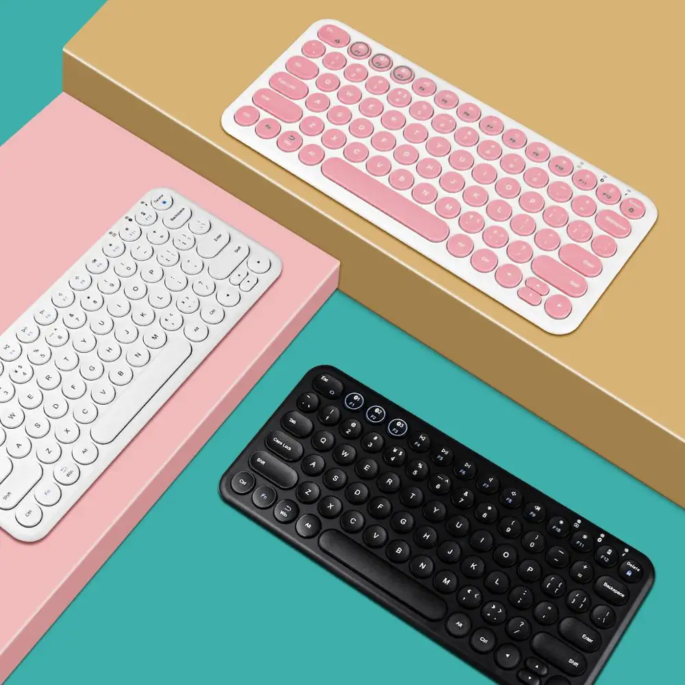 Беспроводная Бесшумная игровая клавиатура круглая Bluetooth для Macbook Pro iPhone iPad