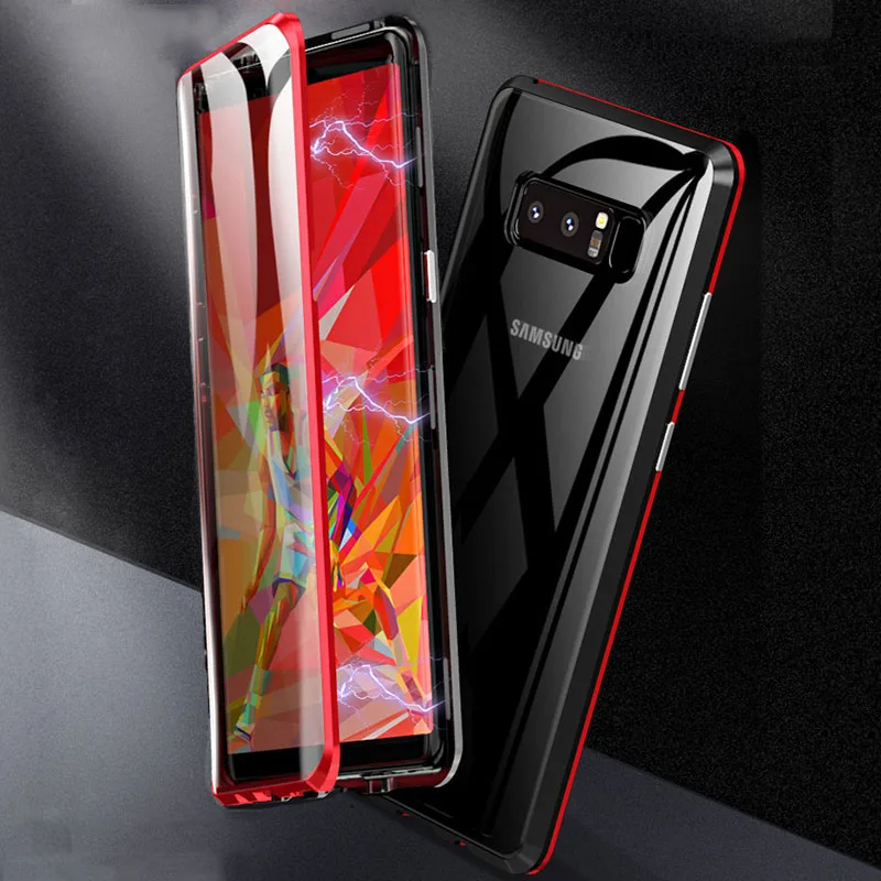 Luphie 360 Полный обертывающийся Магнитный чехол для samsung Note 9 8 Чехол 9H закаленное стекло чехол для телефона samsung Galaxy Note 8 Note 9 чехол