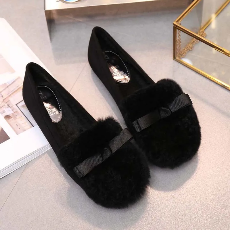 

Fluffy Shoes Women's Autumn & Winter 2019 New Style Really Rabbit Fur Moccosins plus Velvet Warm Maternity Shoes Versitile Fashi