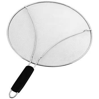 

1Pc Stainless Steel Filter Lid Plastic Handle Collapsible Explosion-proof Oil Cover Oil Screen Cover Oil Separator Cover