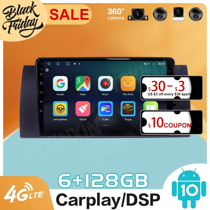 

64G Android 10 for BMW X5 E39 E53 1999 2005 Carplay GPS Car Navigation Multimedia HD Video Touch Screen Stereo DVD Player Radio