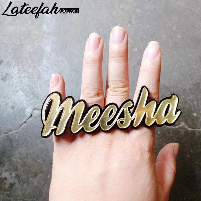 Lateefah Personality Capital Letter Rings Custom Made Rings Woman's Fashion Jewelry Personality Vertical Name Rings