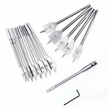 

15Pcs 6-25mm Flat Drill Long High-carbon Steel Wood Flat Drill Set Woodworking Spade Drill Bits Durable Woodworking Tool Sets