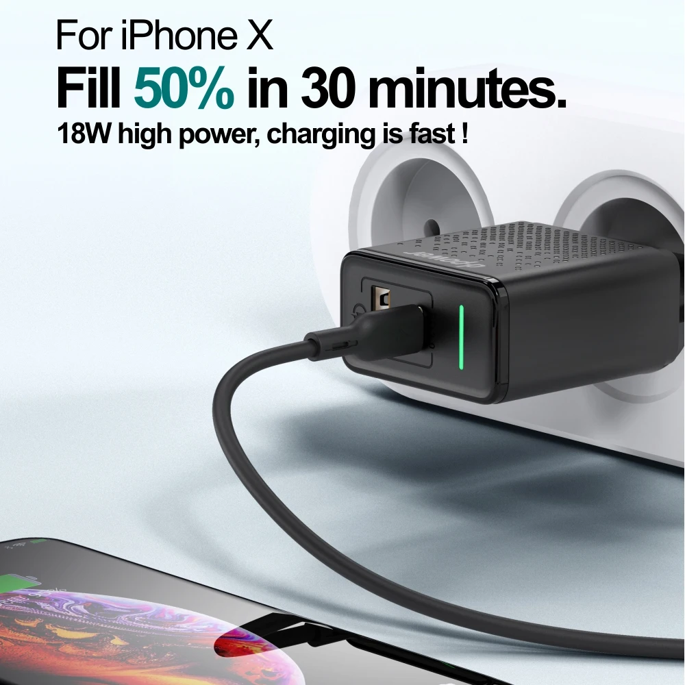 Быстрое зарядное устройство Dpower 18 Вт USB PD20W Quick Charge 3 0 Type C адаптер для телефона
