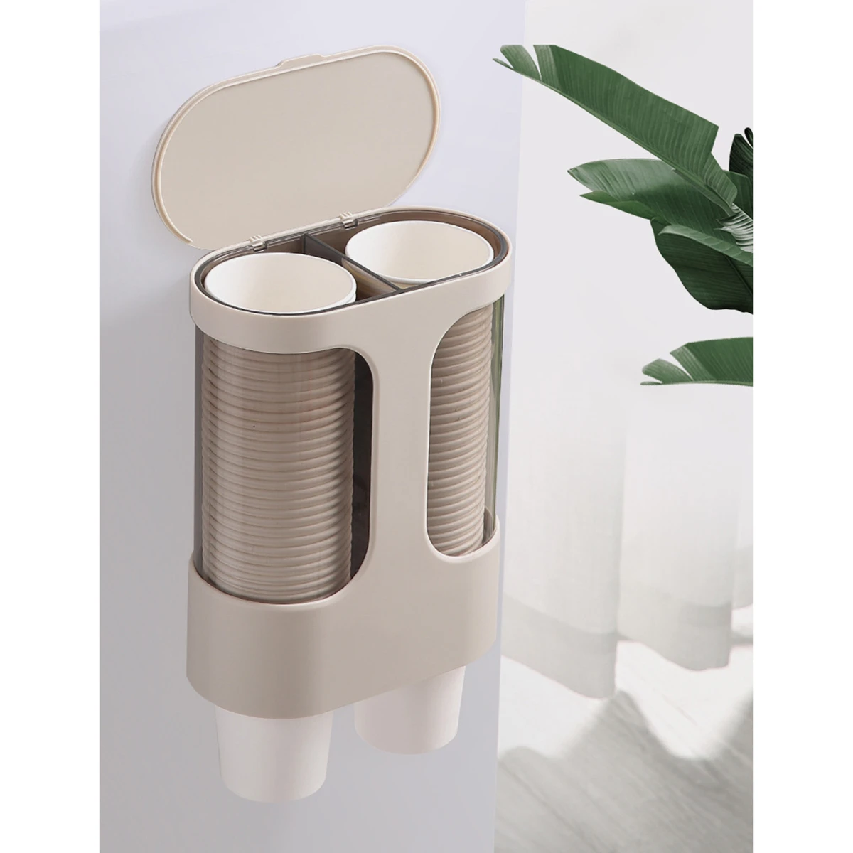 Dispensador De Vasos Desechables De Doble Tubo Montado En La Dispensador De Vasos Desechables De Doble Tubo Montado En La