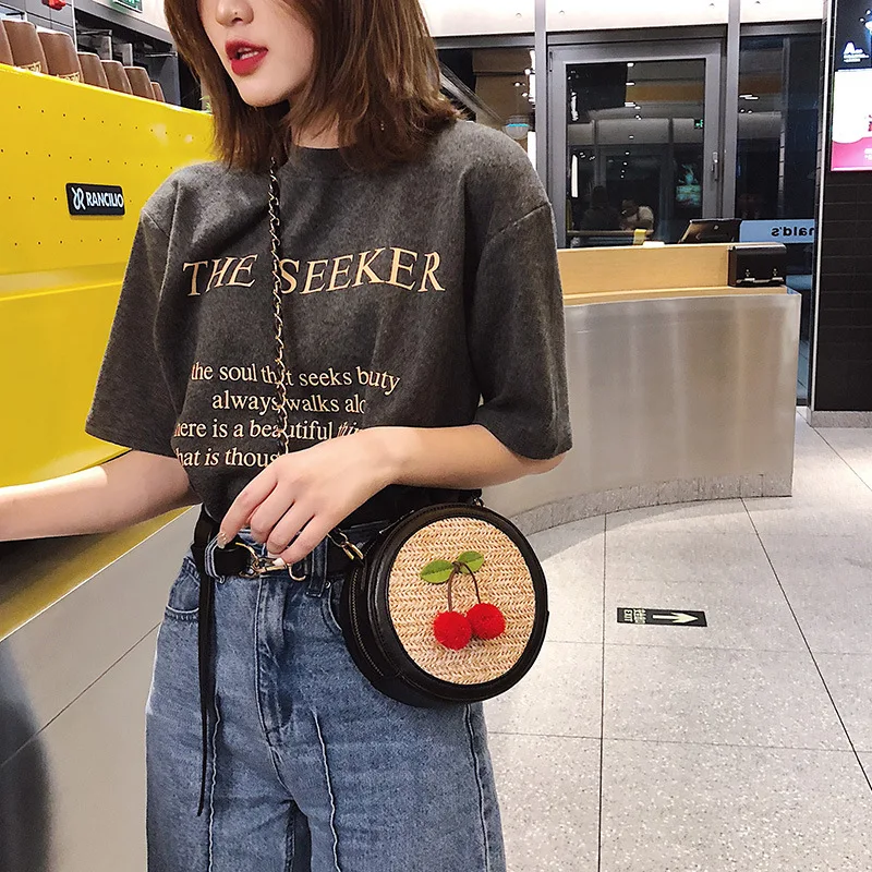 

Hong Kong Popular Brand Summer Fairy Cherry Bag Women's 2019 New Style Versatile Shoulder Bag MORI Series Straw GIRL'S Single
