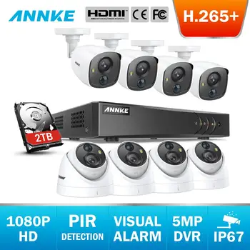 

ANNKE 8CH 5MP Lite 5in1 CCTV DVR Security System 4pcs Bullet 4pcs Dome TVI Security Camera PIR Detection Outdoor Camera Kit
