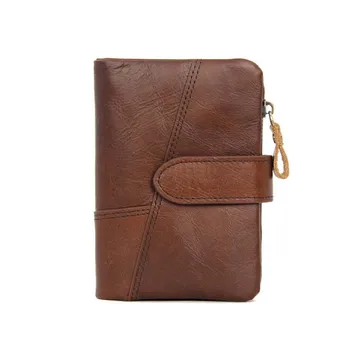 

14PCS / LOT Genuine Leather Men Wallets Luxury Credit Cards Coin Purse Male Small Walet Portomonee Rfid Mini PORTFOLIO Perse