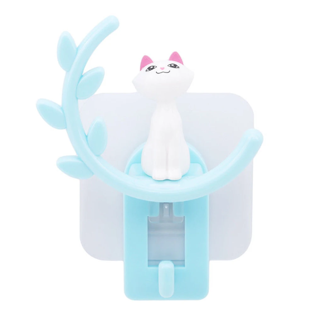 Kitchen Towel Wall Hooks Door Hanging Accessories Cute Self Adhesive Seamless Cat Shape Multifunctional Bathroom Home Cartoon