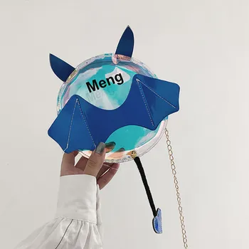 

2019 Women Shoulder Bag Fashion Laser Transparent Crossbody Bags Cartoon 3D Demon Chain Beach Bag Creative Design Messenger Bag