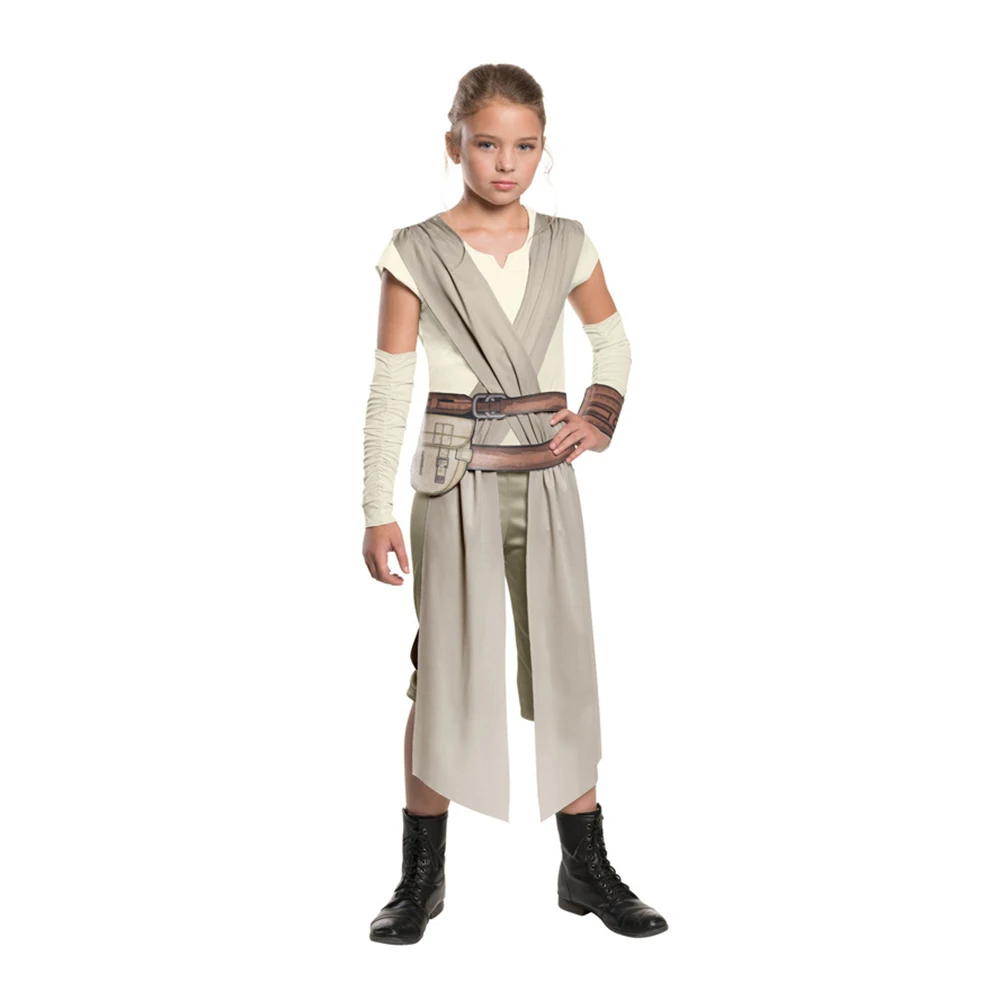 Rey Superhero Cosplay Anime Halloween Costumes for Kids Robe Masquerade Disguise Fancy Dress Girl Rey Vest Carnival Festival