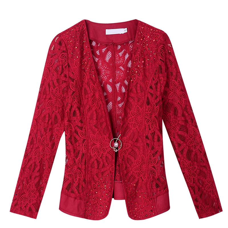 Кружевной маленький женский пиджак весна осень 2019 новые корейские топы с шалью