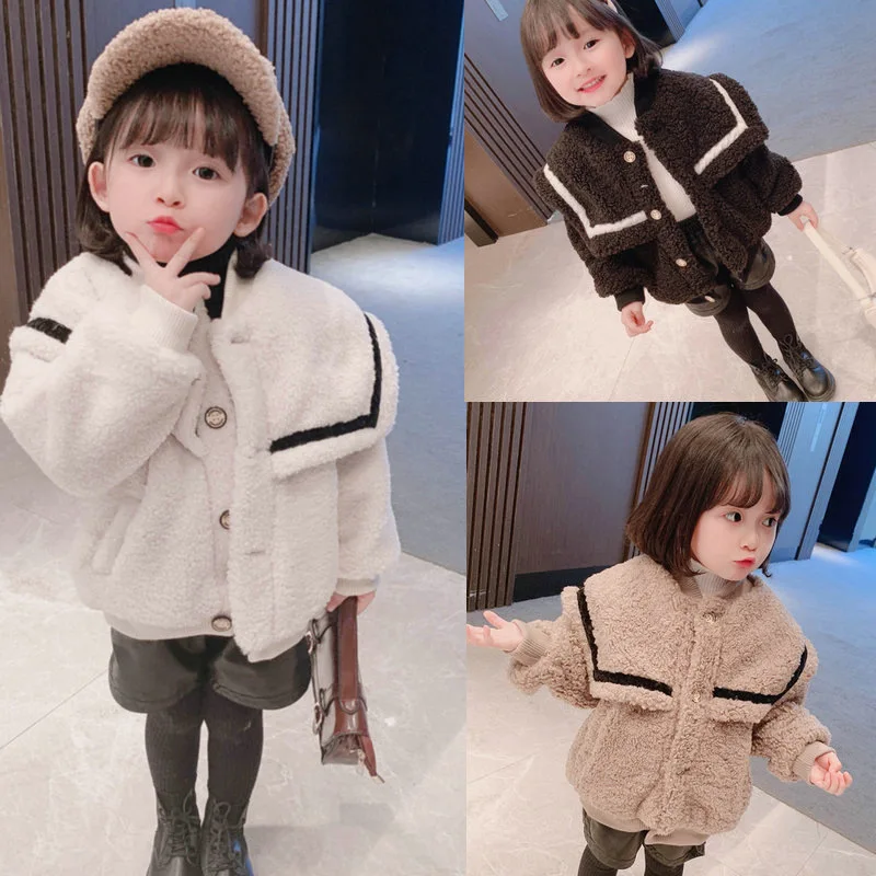 

Soft Baby Girls Winter Spring Cotton Warm Thicken Jacket Coat Long Sleeve Fur Formal Party Kids Outwear Hot Sale High Quality